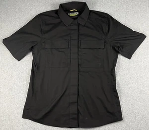 First Tactical Shirt Short Sleeve Rip-Stop Men's L-Reg Black Button-up Pockets - Picture 1 of 13