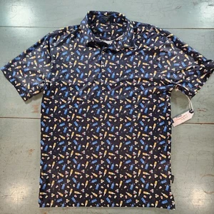 Polo de golf Coastal Slipknot Preformance para hombre pequeño negro estampado por todas partes - Imagen 1 de 8