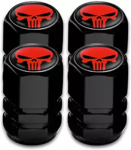 4 PCS Skull Car Wheel Tire Valve Stem Caps, Universal Dust Proof Metal Valve Ste - Picture 1 of 7