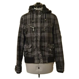 Target Free Fusion Women's Size M Black & Grey Lined Hooded Jacket Coat W04 - Picture 1 of 12