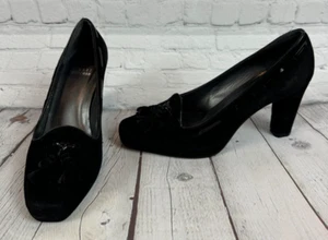 STUART WEITZMAN black suede leather tasseled high heel pump classic shoes 7 - Picture 1 of 10