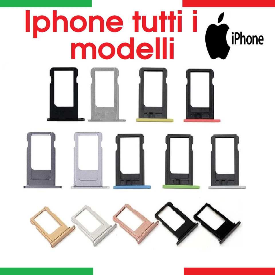 SIM CARD CARRELLO SLOT SCHEDA IPHONE 5C 6S 7 8 XR 11 12 13 14 15 16 PLUS PRO MAX - Immagine 1 di 1