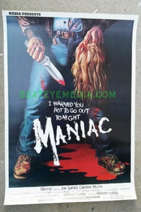 MANIAC-MOVIE POSTER-HORROR,SAVINI,MONSTER,SERIAL KILLER,gore-SLASHER-Joe Spinell - Picture 1 of 5