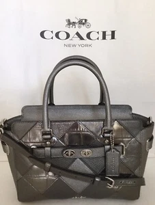Coach F34889 Metallic Mix Leder Patchwork Blake Carryall 25 Gunmetal Neu ohne Etikett - Bild 1 von 11