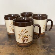 Vintage 80s Dart Ind. Thermo Serv Plastic Coffee Mugs Cups Wheat Flowers USA
