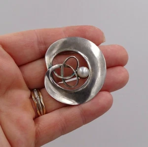 Vtg Sterling Silver Designer Celtic Brooch/Pendant Pearl Accent ~ Edinburgh ~ PB - Picture 1 of 6