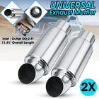 2Pcs 2.5" Inlet/Outlet Muffler EXhaust Pipe Tip Sound Resonator Tuning Universal