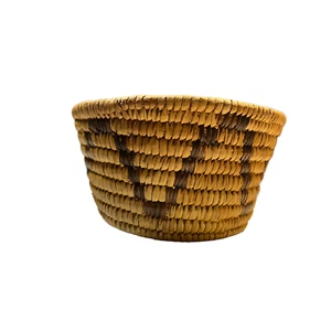 Antique Basket Papago Indian Tribe Round Basket Pima Tohono O’odham Linear Key - Picture 1 of 8
