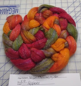Merino Wool Glitz Combed Top Roving Spinning Handpainted Dyed Felt Peppers - Picture 1 of 1