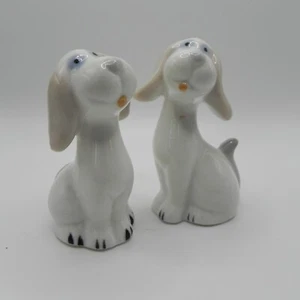 Welpe Salz Pfefferstreuer Vintage Taiwan Keramik Porzellan Langohr Hund MCM - Bild 1 von 9