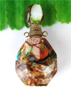 39x19x13mm Colourful Sea Sediment Jasper Facet Perfume Bottle Pendant HL83679 - Picture 1 of 1