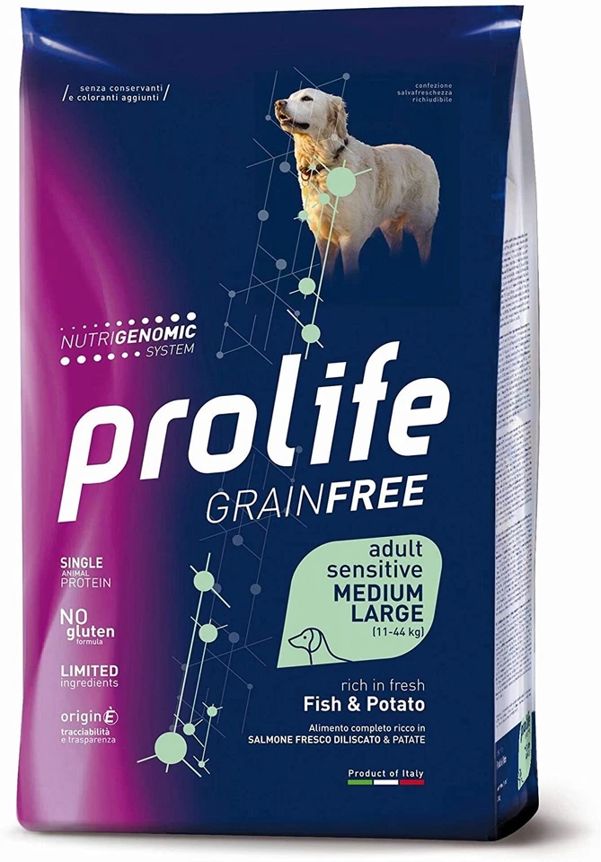 Prolife GrainFree Sensitive Crocchette Per Cani Adult Salmone e Patate 10KG - Immagine 1 di 1