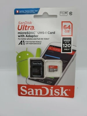 SanDisk 64GB Ultra Micro SDXC- UHS-I 120MB/S Memory Card With Adapter - Image 1 of 2