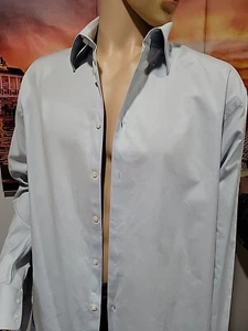 Armani Collezioni Blue Men's Buttons Down Formal 43/17/L Shirt Barrel Cuff #C - Picture 1 of 15