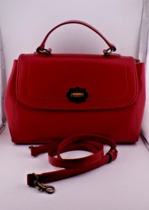 Cath Kidston Vintage 1990s Red 100% Leather Crossbody Bag With Turn Lock - Picture 1 of 18