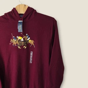 Polo Ralph Lauren Herren Hoodie Burgund bestickt Polo Player Grafik XXL - Bild 1 von 11