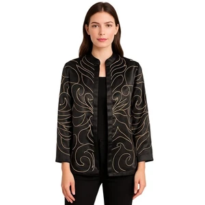 Chico’s Travelers Collection Black Gold Foil Jacket Size 3 (XL/16) - Bild 1 von 6