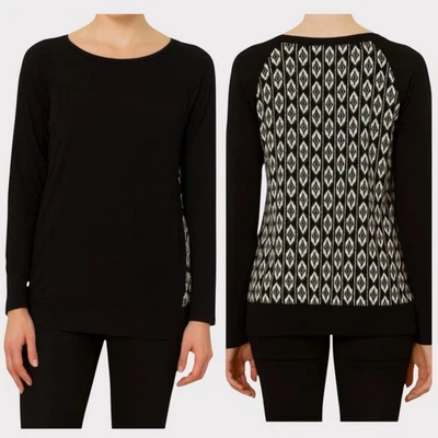 Suéter Skies Are Azul Negro M Negro Blanco Patrón en la Espalda Rayón Nylon Algodón Foto 1 de 4