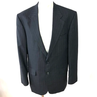 Lands' End 42 Long Pinstriped 100% Wool Blend Sport Coat Jacket Gray MINT - Изображение 1 из 4