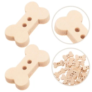 200 Pcs Wooden Small Bone Buttons Bone-shaped Decorative Holiday - Picture 1 of 12