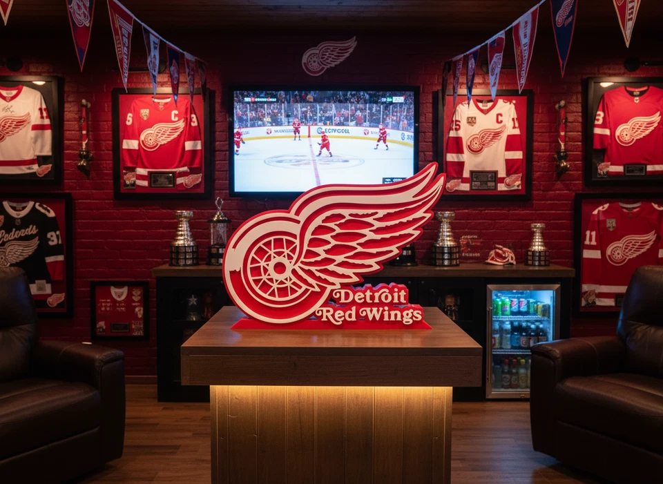 Detroit Red Wings 3D Sign -- Man Cave Shelf Desk Display NHL Hockey - Image 1 of 4