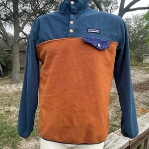 Patagonia S/M Long Sleeve Pullover 1 Snap Missing Multi Colored Bluish Green - Picture 1 of 9