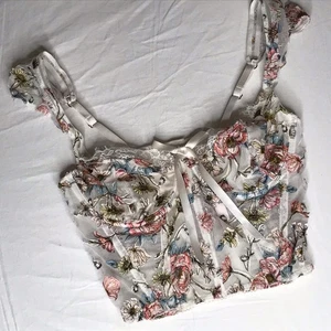 Victoria's Secret 34C Dream Angels Korsett-BH Blumen Reißverschluss Spitzenapplikation weiß - Bild 1 von 8