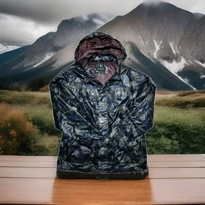 Vintage Military Windbreaker Jacket Men's Sz Large Blue Camo Softshell Structure - Picture 1 of 12