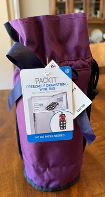 NUEVO CON ETIQUETAS Packit Bolsa de Vino Con Cordón Congelable Enfriador Aislado Borgoña Plegable Foto 1 de 4