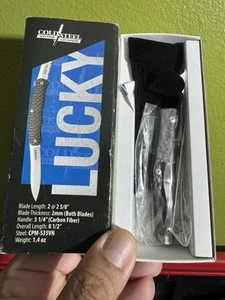 Cold Steel Lucky Pen Pocket Knife 2.6" CPMS35VN Steel Blades Carbon Fiber Handle - Picture 1 of 1
