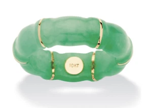 GRÜN ECHTER JADE BAMBUS RING 10K GOLD 7 8 9 10 - Bild 1 von 2