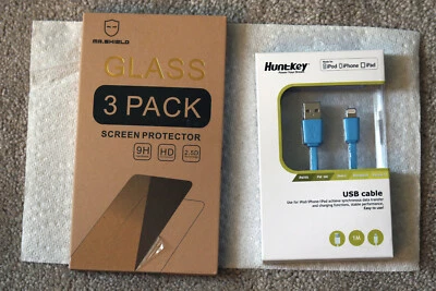 Protetor de vidro temperado Mr Shield iPhone 6/6s + chave de caça cabo Apple Lightning - Imagem 1 de 3