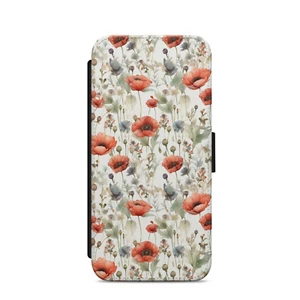 FLIP CASE FOR IPHONE SAMSUNG HUAWEI POPPY LEST WE FORGET GIFT WALLET PHONE COVER - Picture 1 of 15