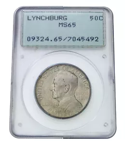 1936 50C Lynchburg Commemorative Half Dollar Graded by PCGS MS65 Rattler - Picture 1 of 4