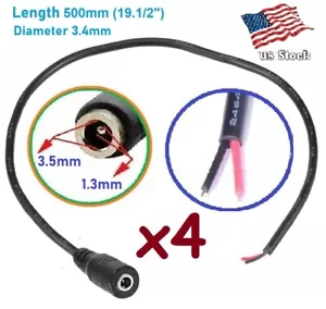 4pcs Cavo DC 3,5x1,3mm Femmina 24AWG Luce LED Monitor Cavo Uscita Alimentazione 50cm - Foto 1 di 6