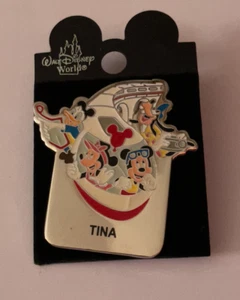NEW Disney Pin on Card. Tina Name Pin. Mickey and Gang on The Monorail. - Picture 1 of 2