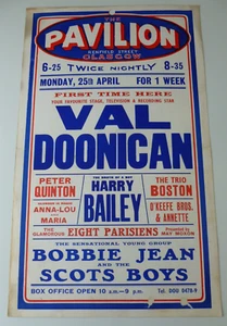 Val Doonican Harry Bailey Scots Boys Glasgow Pavilion Theatre Poster 1970's - Picture 1 of 3