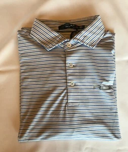 Polo Ralph Lauren RLX Golf Stretch Short-Sleeve Polo Shirt Blue Stripe L XL NWT - Picture 1 of 6