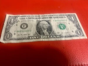 Dollar Schein Repeater ausgefallene Seriennummer F88552020D Schein - Bild 1 von 2