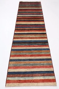 10 ft Hallway Tribal gabbeh Runner Rug Afghan Hand Knotted Wool Bedroom Rug - Picture 1 of 5
