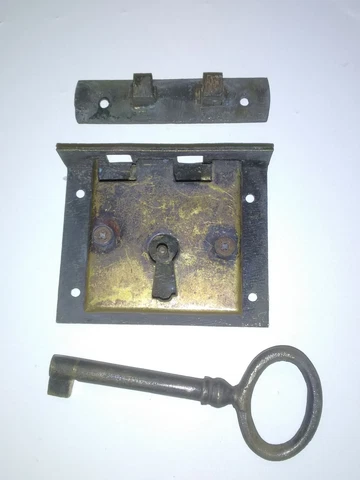 Antique Brass Hand Made Secure 2 Lever Mortice Box Lock w/ key Cover