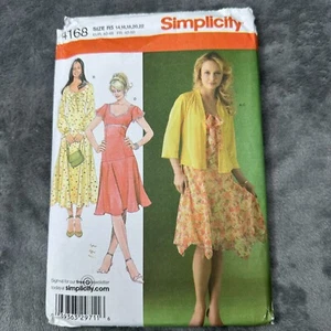 Simplicity 4168 Misses Dress Cardigan Sewing Pattern Size 14-22 Cottagecore Y2K - Picture 1 of 7