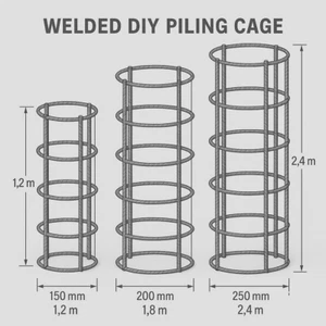 DIY Piling Cages - 150mm x 0.6m Ready To Install - Foundations & Concrete Bases - Picture 1 of 7