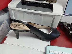 Nib LifeStride Womens sling back Shoe Teller Peep Toe Vegan Leather Rubber... - Picture 1 of 3