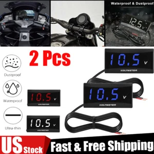 2Pcs 12V Digital LED Display Voltmeter Voltage Gauge Panel Meter Car Motorcycle - Picture 1 of 18