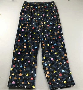 Pac Man Pants Mens Large Black Elastic Waist Drawstring Sleepwear Pajama NWT - Picture 1 of 13