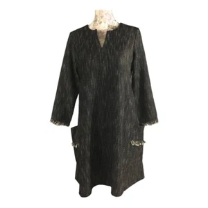 Nanette Lepore Dress Size 6 Tweed Fringe Shift Dress Pockets - Picture 1 of 7