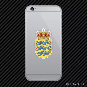 Autocollant pour téléphone portable danois armoiries drapeau danois DNK DK - Photo 1 sur 1
