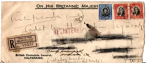 CHILE, SOBRE DE BRITISH CONSULATE EN VALPARAISO, 1929 A UNITED STATES (NEA-028) - Picture 1 of 2
