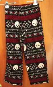 PENNSYLVANIA DUTCH goth skulls size 8-10 girls med pants Hex folk art leggings - Picture 1 of 3